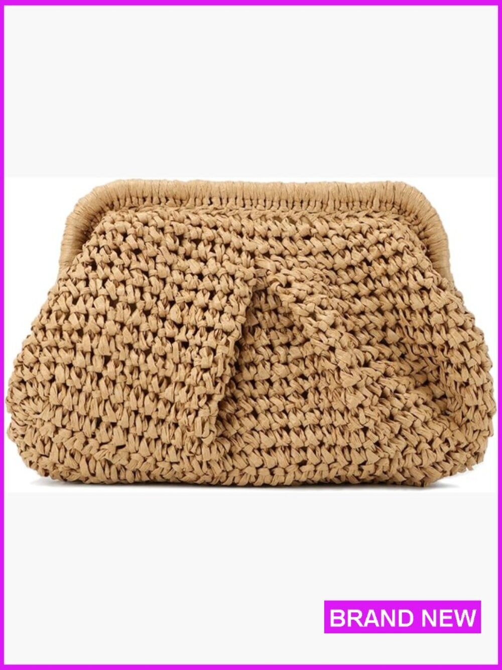 Straw Clutch Purse Handwoven Cloud Dumpling Pouch Crossbody Shoulder Summer